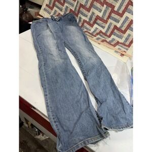 Maurices Womens Morgan New Boot Cut Jeans Blue Whiskered Med Wash Mid Rise 34x33